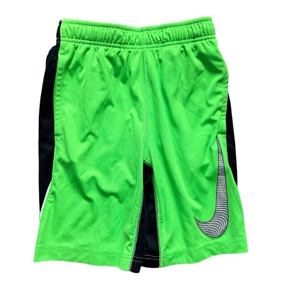 Youth Boys Nike Dri-Fit Large Logo Multi-Bright Green Athletic Shorts - Sz S